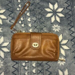 Elegant Brown Leather Wristlet